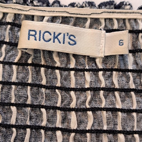 RICKI'S smocked dress Sz 6 MAXI DRESS cold shoulders COTTAGE COASTAL ROMANTIC - Picture 8 of 10